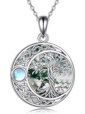 Women's Greensterling Silver Abalone Knot Pendant Tree Of Life Necklace